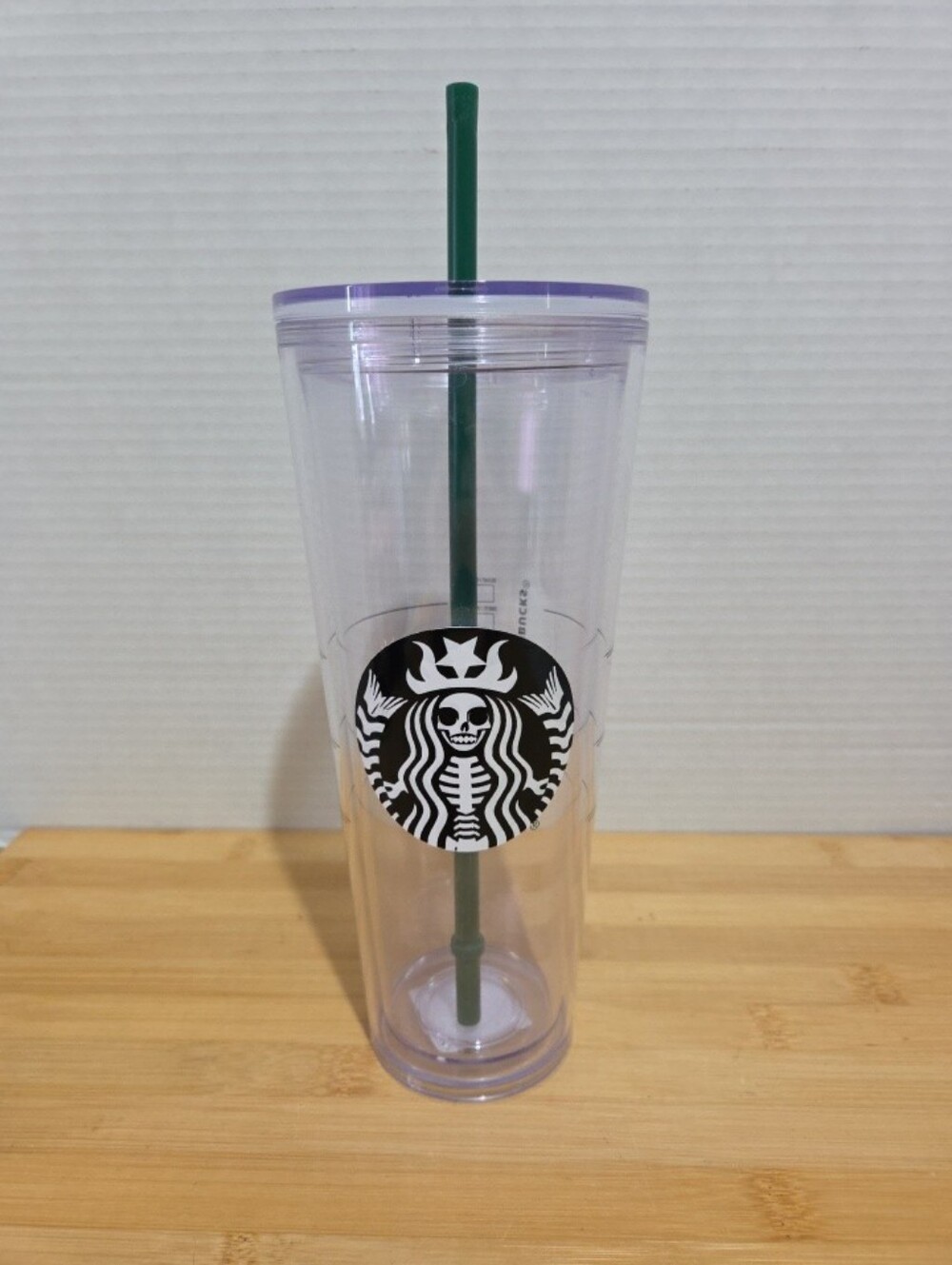 Starbucks Custom Gothic Clear Tumbler with Green Straw NWT